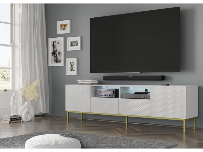 ТВ шкаф RAVENNA MDF HG 2D2S 200 (бял мат/бял гланц)